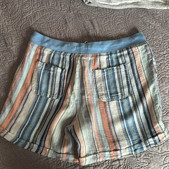 Dash Linen blend shorts EUC. Blue/melon/green striped Sz L - Picture 5 of 5